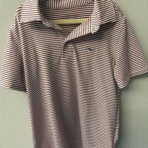 Vineyard Vines Maroon and White Striped Polo